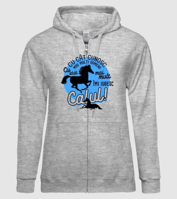 Cu cât cunosc mai mulți oameni, cu atât mai mult îmi iubesc calul model gri pe tricou