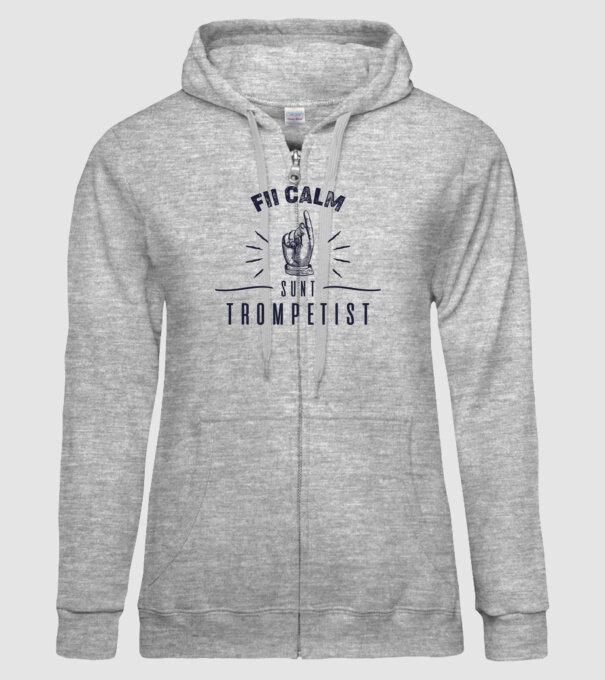 fii calm, sunt trompetist model gri pe tricou