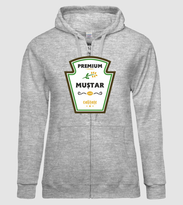 muștar premium - calitate model gri pe tricou
