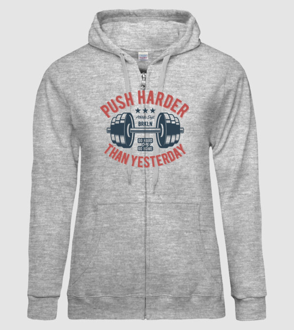 push harder model gri pe tricou