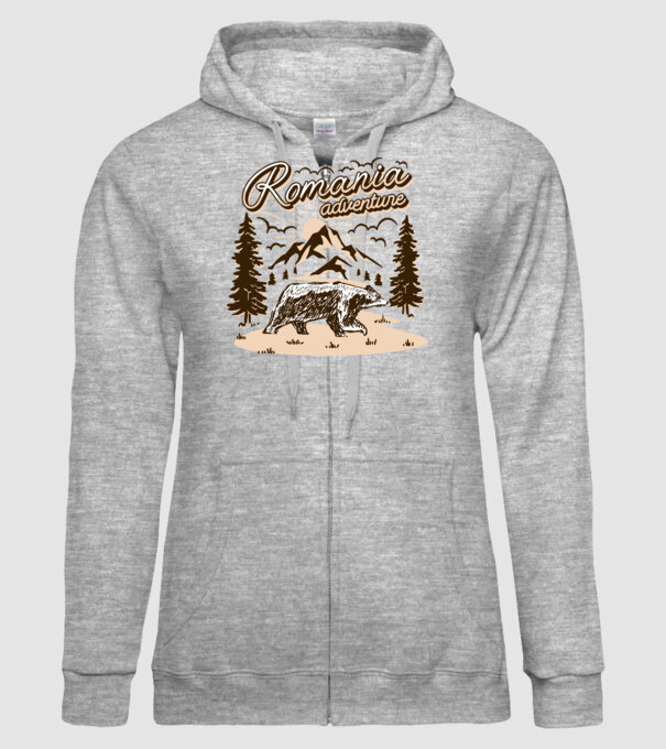Romania bear adventure model gri pe tricou