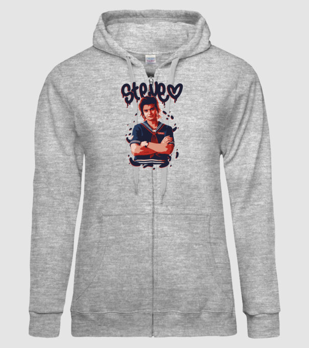 steve stranger things model gri pe tricou