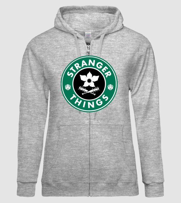 stranger things starbucks model gri pe tricou