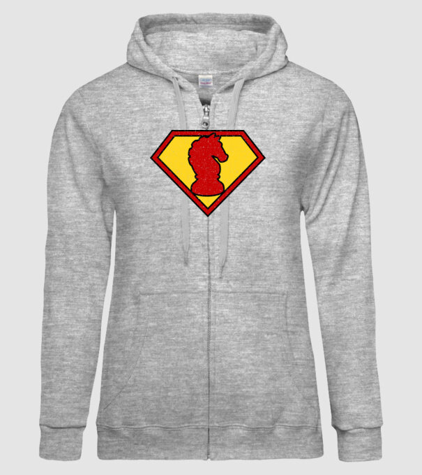 SuperChess cal de șah model gri pe tricou