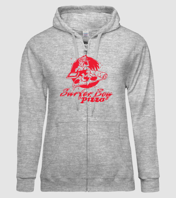surfer boy pizza stranger things model gri pe tricou