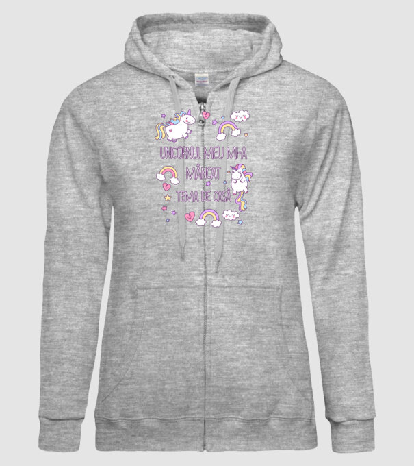 Unicornul meu mi-a mâncat tema de casă model gri pe tricou