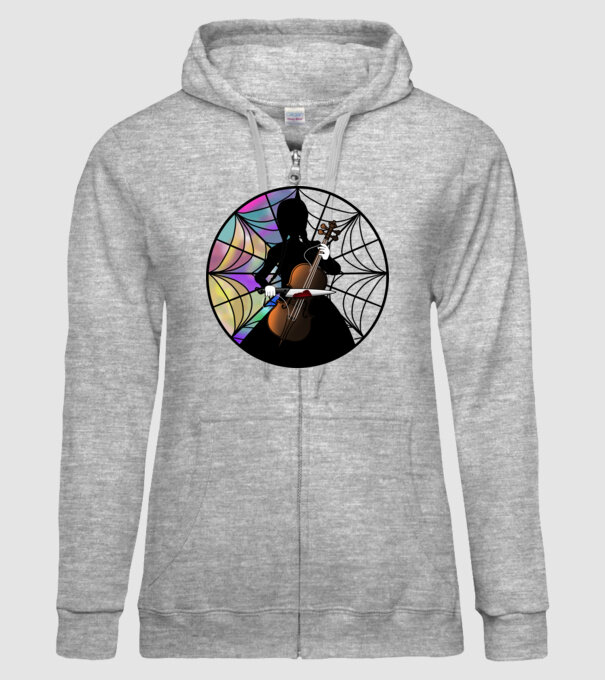 Wednesday Addams Cello - Enid room model gri pe tricou