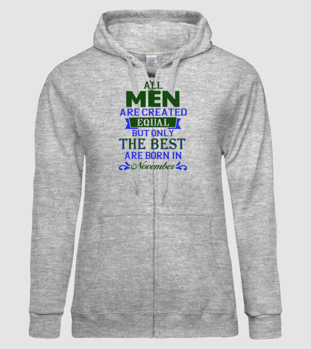 All men created equal but only the beat are born in november model gri pe tricou