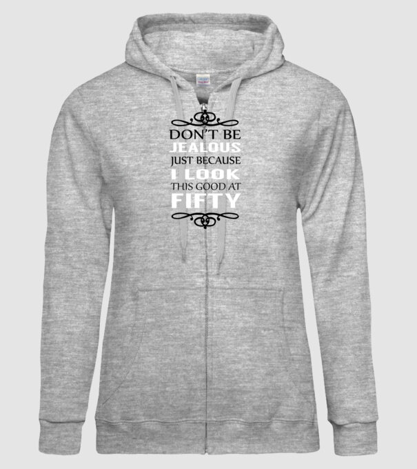 'Don''t be jealous - 50' model gri pe tricou