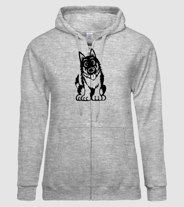 câine lup model gri pe tricou