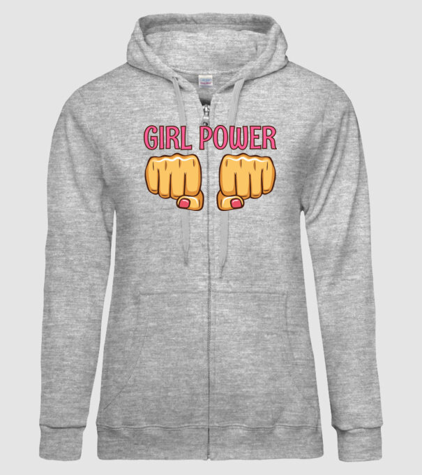 Girl Fist model gri pe tricou