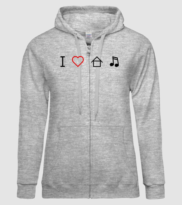 I love house music model gri pe tricou