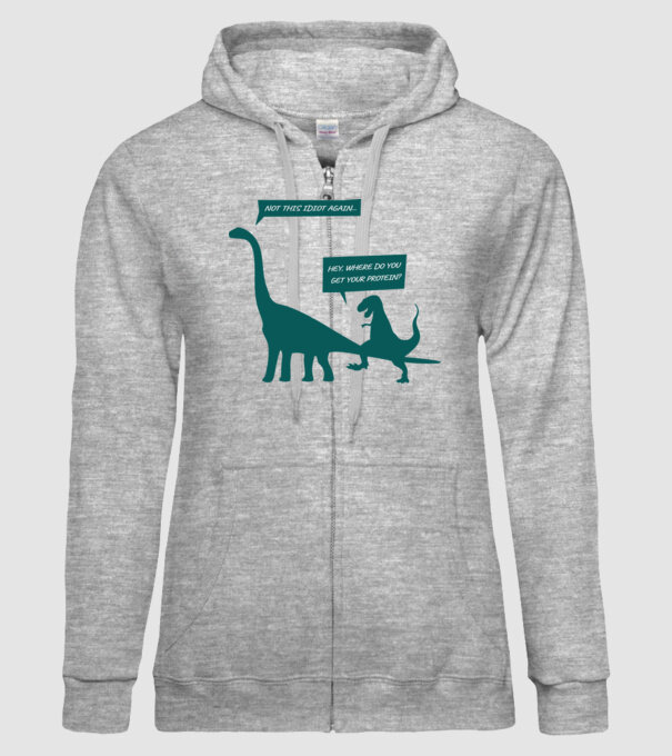 idiot dinosaur vegan model gri pe tricou