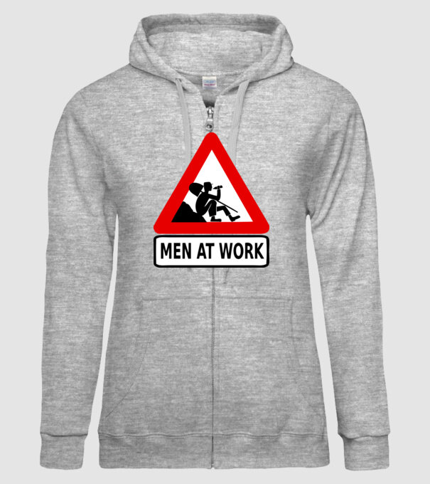 men at work model gri pe tricou