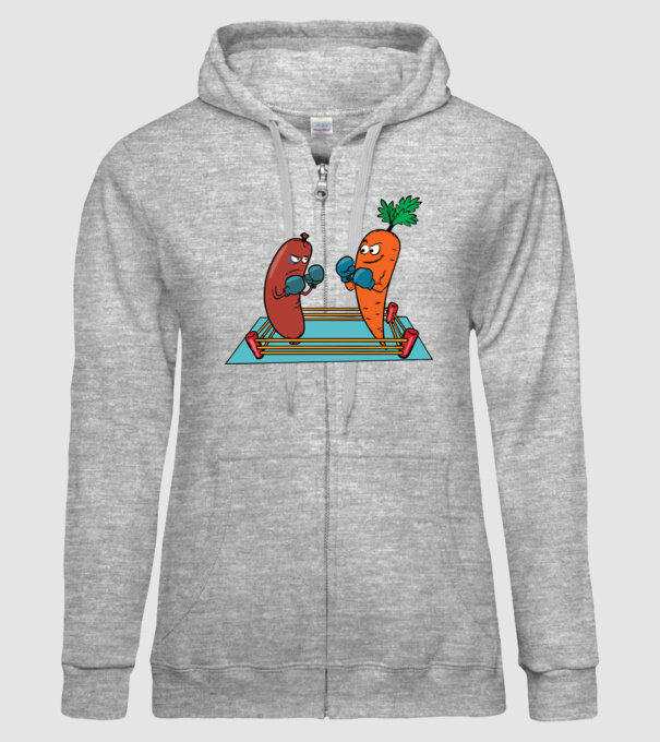 sausage vs carrot model gri pe tricou