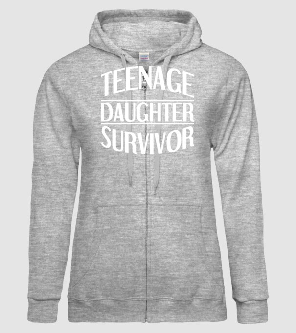 teenage daughter survivor model gri pe tricou