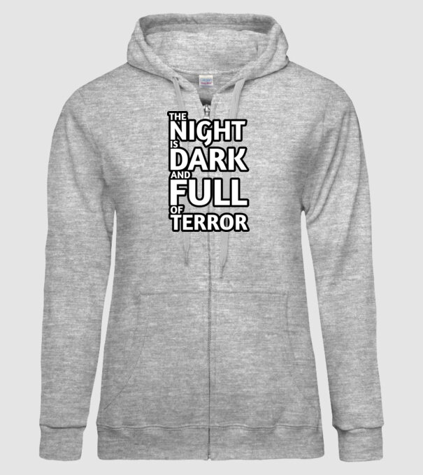 The night is dark and full of terror model gri pe tricou