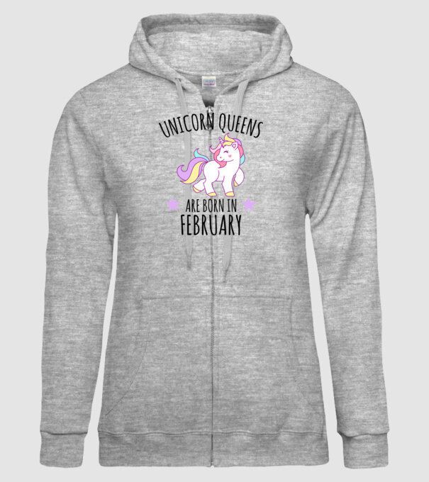 Unicorn queens are born in - February model gri pe tricou