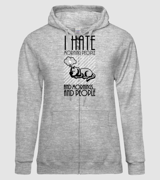 Urăsc dimineața model gri pe tricou