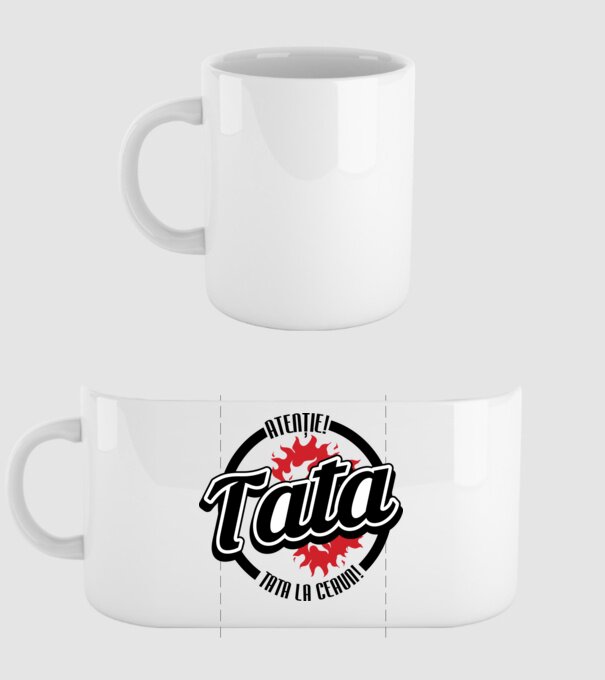 Atenție! Tata la ceaun! model alb pe tricou