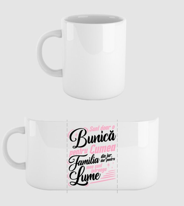 Sunt doar o bunică pentru lumea din jur, dar pentru familia mea sunt întreaga lume! model alb pe tricou