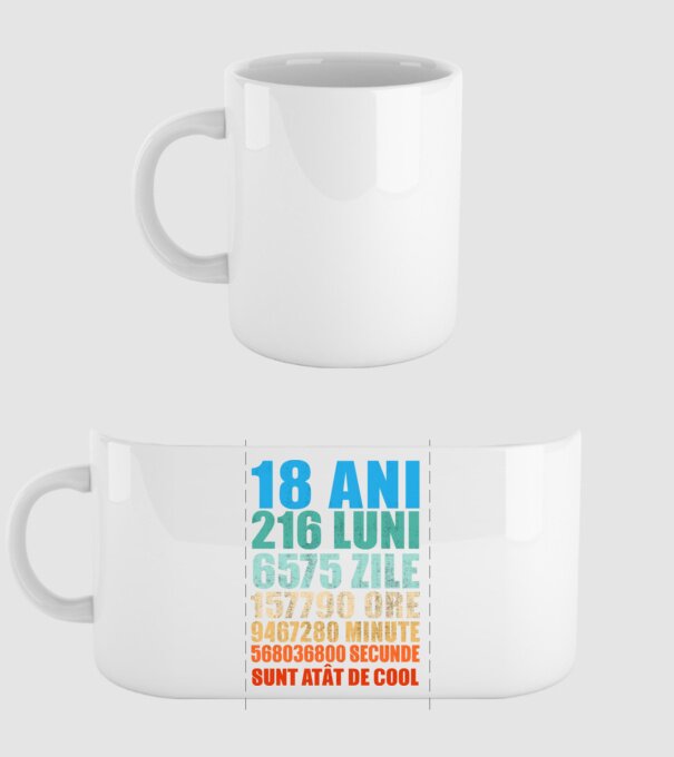 De 18 ani - luni - zile - ore - minute - secunde - sunt atât de cool model alb pe tricou