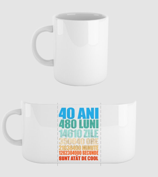 De 40 ani - luni - zile - ore - minute - secunde - sunt atât de cool model alb pe tricou