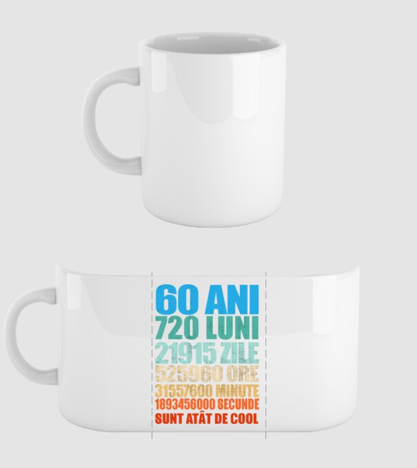 De 60 ani - luni - zile - ore - minute - secunde - sunt atât de cool model alb pe tricou