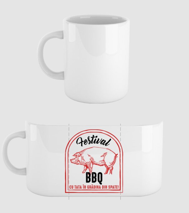 Festival BBQ - cu tata în grădina din spate! model alb pe tricou