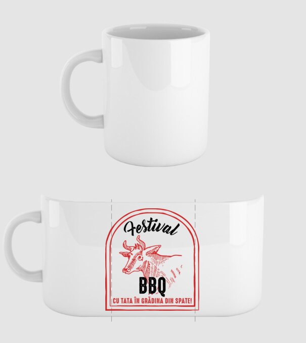 Festival BBQ - cu tata în grădina din spate! model alb pe tricou