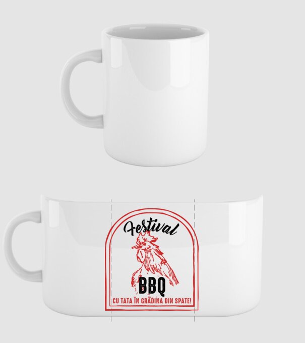 Festival BBQ - cu tata în grădina din spate! model alb pe tricou