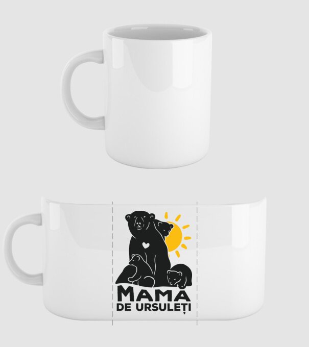 Mamă de ursuleți model alb pe tricou
