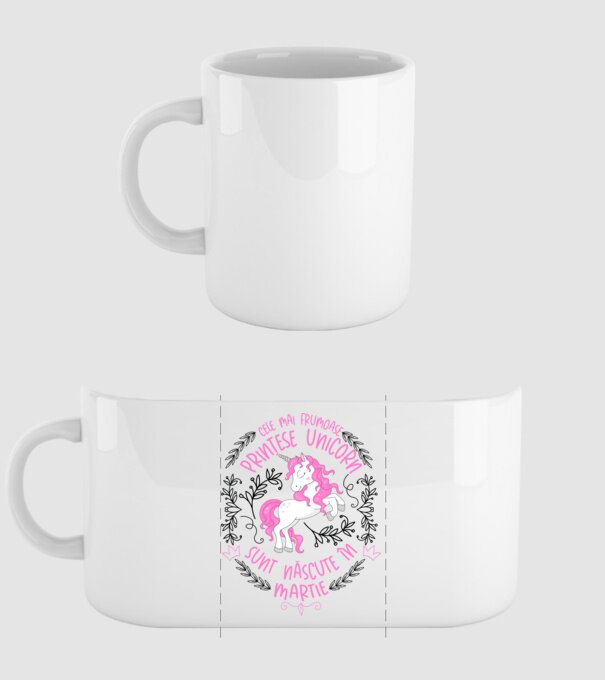 Cele mai frumoase prințese unicorn sunt născute în Martie model alb pe tricou
