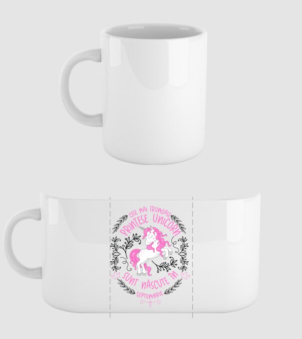 Cele mai frumoase prințese unicorn sunt născute în Septembrie model alb pe tricou