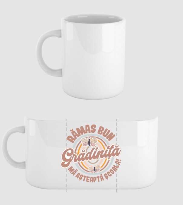 Rămas bun grădiniță, mă așteaptă școala! model alb pe tricou