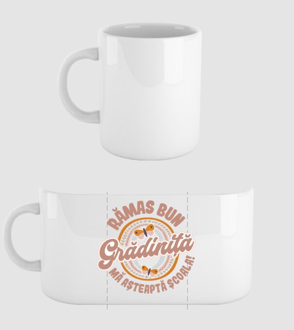 Rămas bun grădiniță, mă așteaptă școala! model alb pe tricou