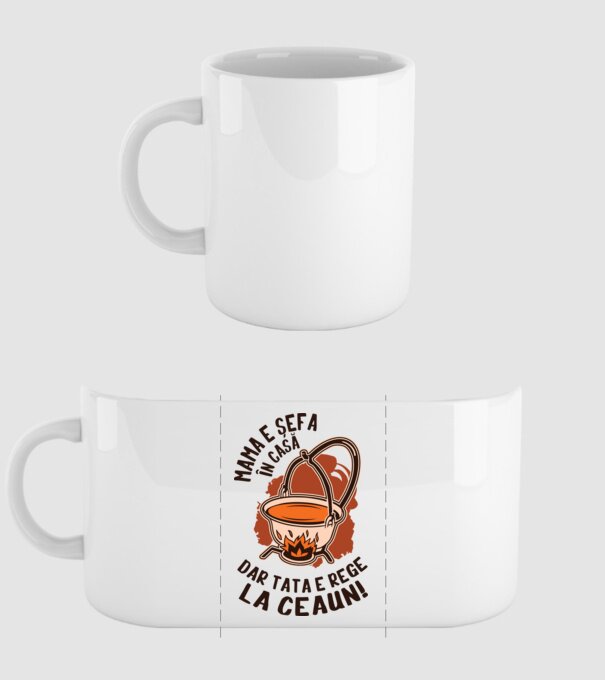 Mama e șefa în casă, dar tata e rege la ceaun! model alb pe tricou
