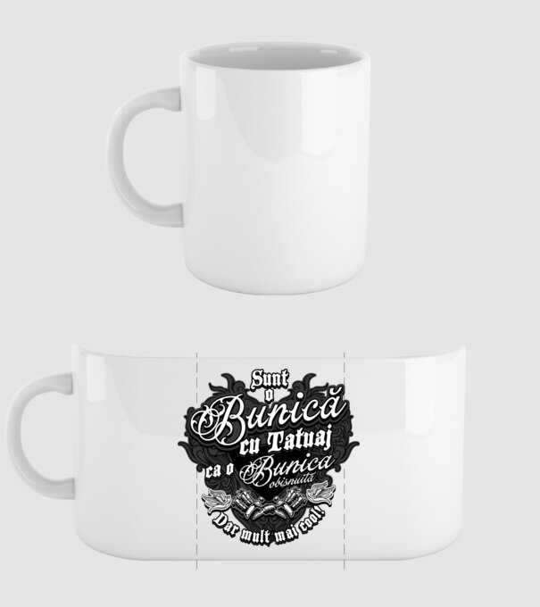 Sunt o bunică cu tatuaj, ca o bunică obișnuită, dar mult mai cool! model alb pe tricou