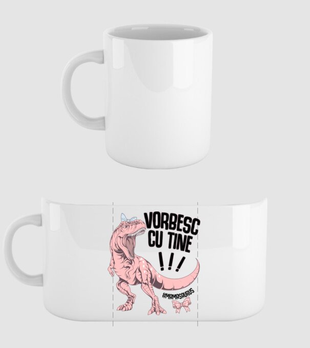 Vorbesc cu tine! #mamasaurus model alb pe tricou