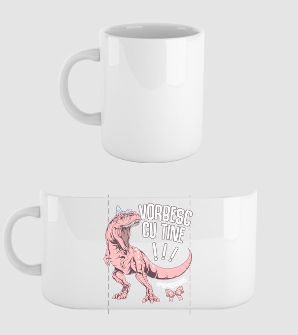Vorbesc cu tine! #mamasaurus model alb pe tricou