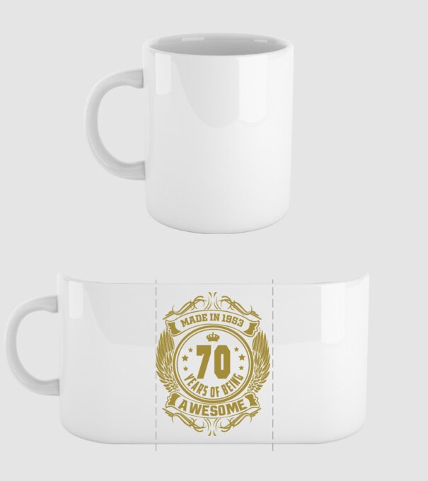 70 years of being awesome winged model alb pe tricou