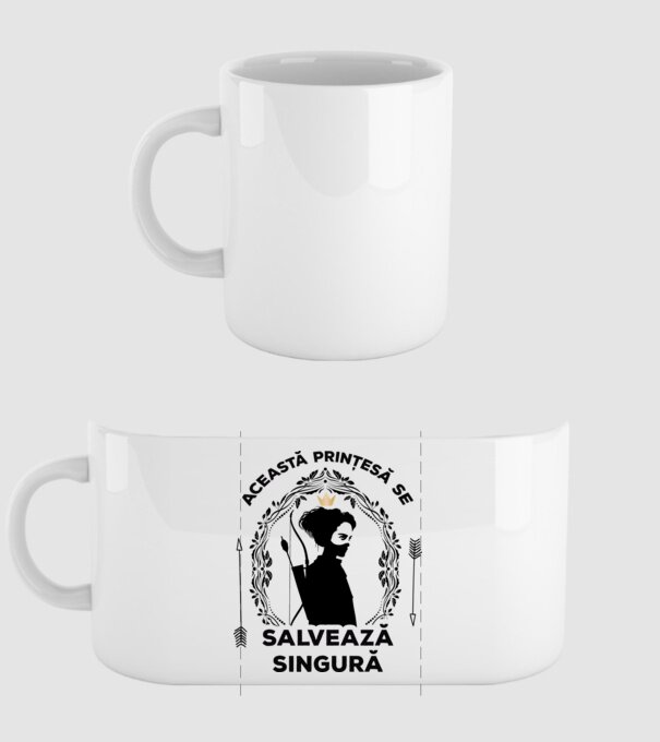 Această prințesă se salvează singură model alb pe tricou