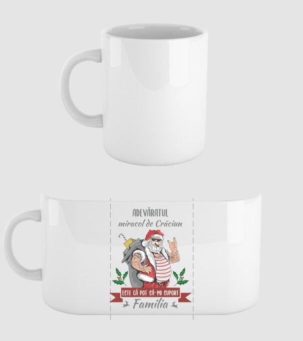 adevăratul miracol de Crăciun este că pot să-mi suport familia model alb pe tricou