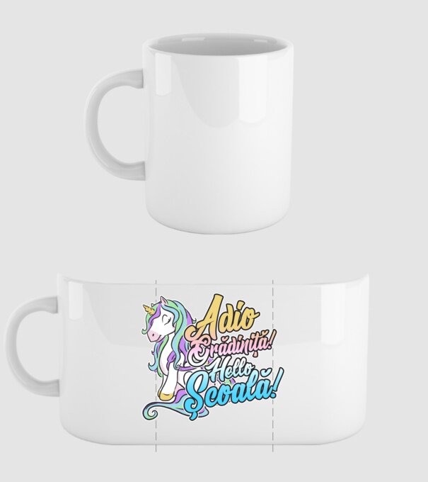 Adio grădiniță! Hello școală! model alb pe tricou