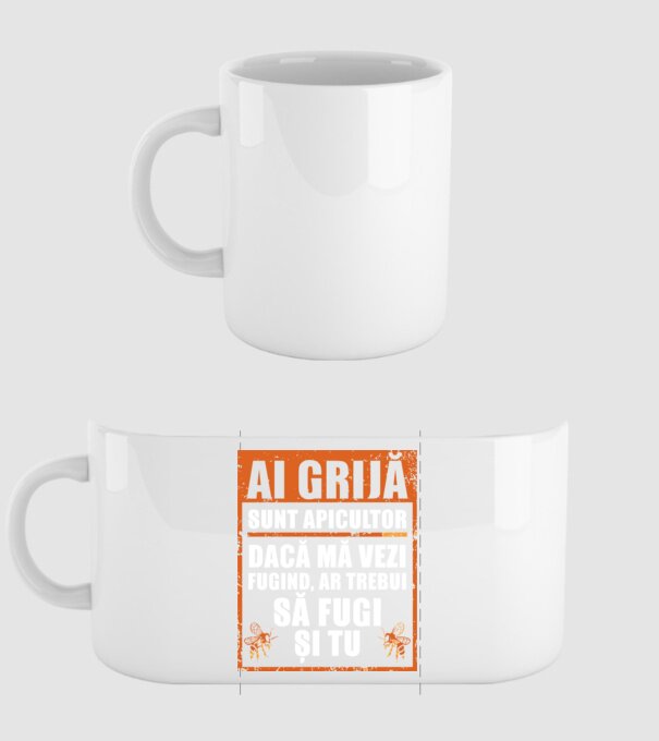 ai grijă, sunt apicultor, dacă mă vezi fugind, ar trebui să fugi și tu model alb pe tricou