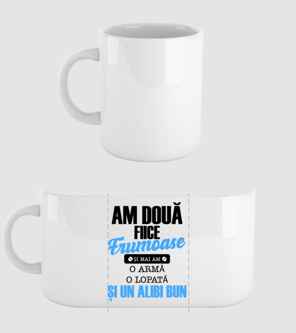 Am Două fiice frumoase și mai am o armă, o lopată și un alibi bun model alb pe tricou