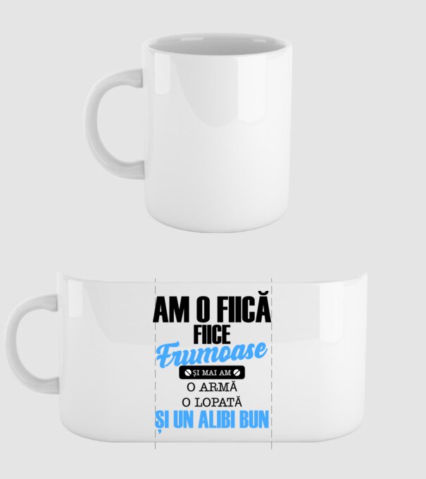 Am o fiică frumoasă și mai am o armă, o lopată și un alibi bun model alb pe tricou