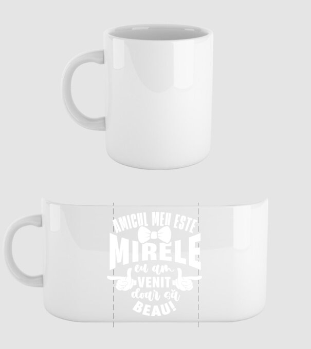 Amicul meu este mirele model alb pe tricou