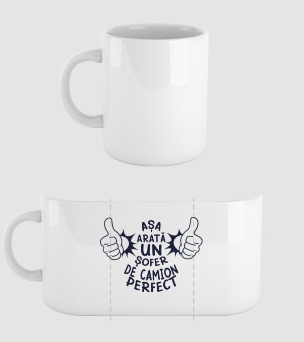 Așa arată un ȘOFER DE CAMION perfect model alb pe tricou