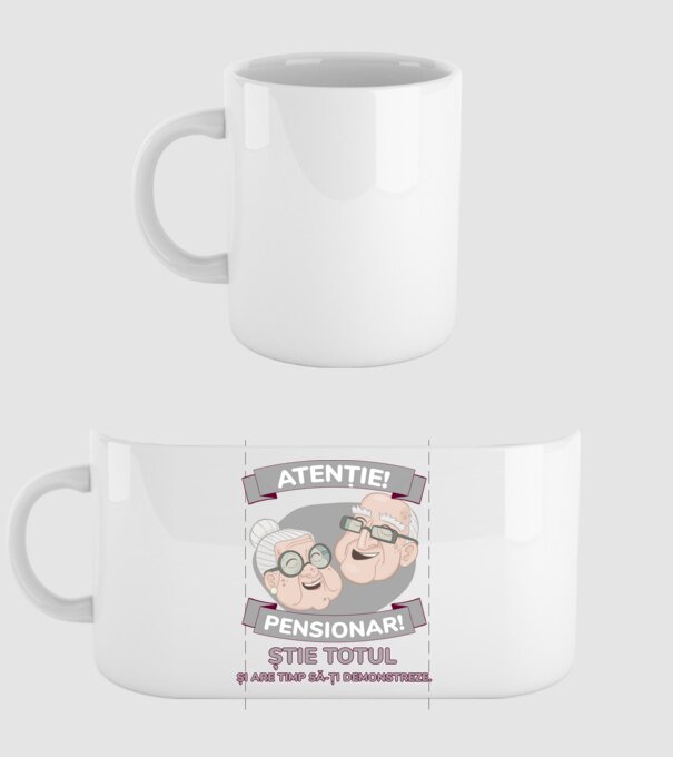 atenție! pensionar! știe totul și are timp să-ți demonstreze. model alb pe tricou